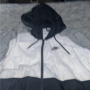 black white and grey nike windbreaker